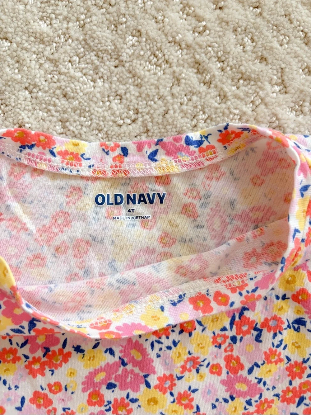 Old Navy Pink Floral Short Sleeve Dress for Girls